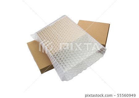 Bubbles covering the box by bubble wrap   55560949