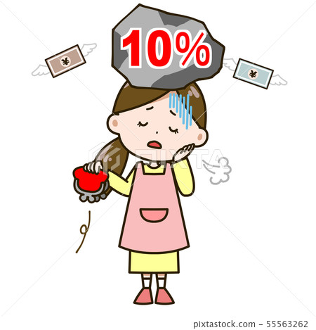 Woman suffering from tax increase pose illustration Woman suffering from tax increase pose illustration 55563262