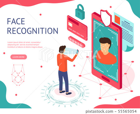 Face Recognition Concept 3d Isometric View. Vector Face Recognition Concept 3d Isometric View. Vector 55565054