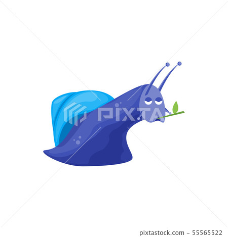 Cartoon Color Character Funny Snail on a White. Vector 55565522
