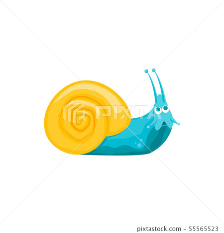 Cartoon Color Character Funny Snail on a White. Vector 55565523