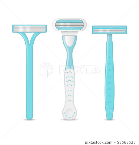 Realistic Detailed 3d Blue Shaving Razor Mockup Set. Vector Realistic Detailed 3d Blue Shaving Razor Mockup Set. Vector 55565525
