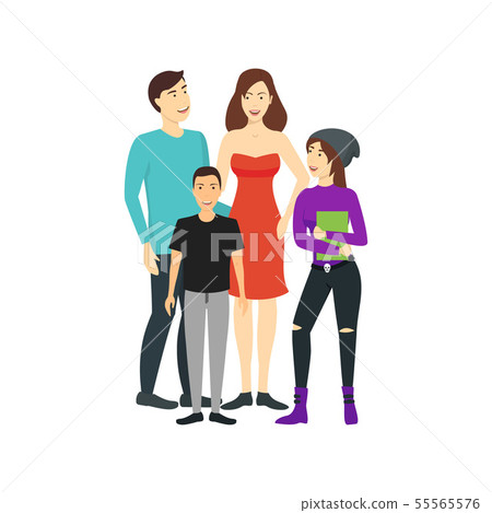 Cartoon Characters People European National Family. Vector 55565576
