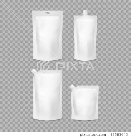 Realistic Detailed 3d Various White Blank Doypack Template Mockup Set. Vector Realistic Detailed 3d Various White Blank Doypack Template Mockup Set. Vector 55565643