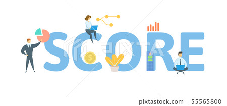 SCORE. Concept with people, letters and icons. Flat vector illustration. Isolated on white SCORE. Concept with people, letters and icons. Flat vector illustration. Isolated on white 55565800