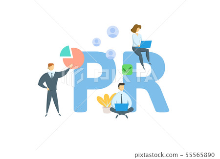 PR. Concept with people, letters and icons....-插圖素材 [55565890] - PIXTA圖庫
