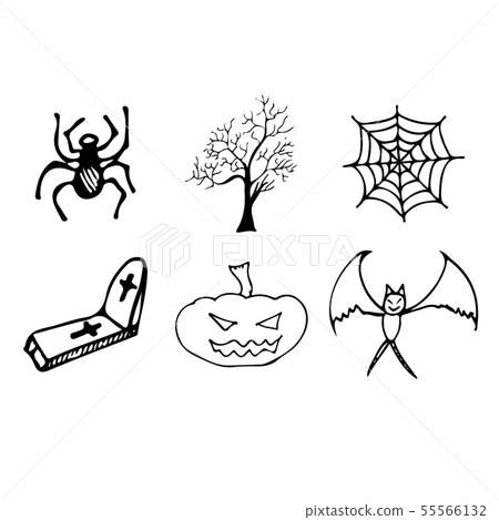 Halloween doodle set isolated on white background. - Stock Illustration ...