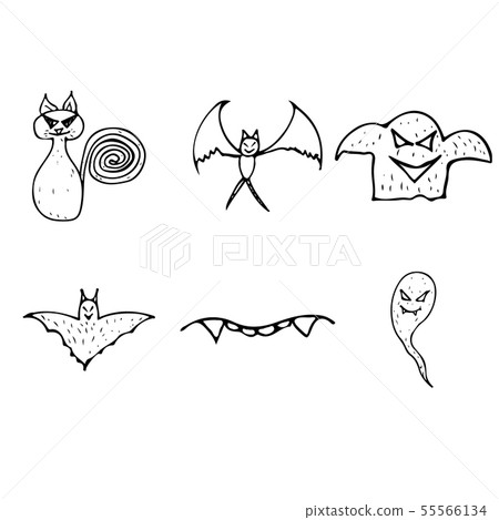 Halloween doodle set isolated on white background. - Stock Illustration ...