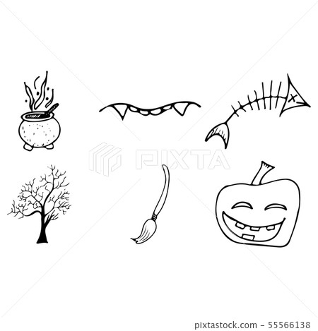 Halloween doodle set isolated on white background. - Stock Illustration ...