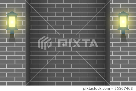 wall light on the gray brick wall of house wall light on the gray brick wall of house 55567468