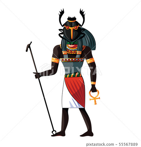 Ancient Egypt scarab-faced god Khepri illustration Ancient Egypt scarab-faced god Khepri illustration 55567889