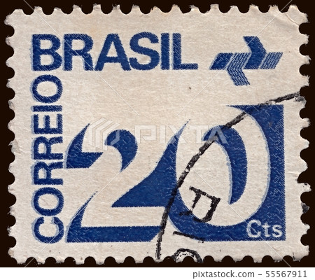 Post Stamp Brazil 1972 Numeral and P.T.T. Symbol 55567911