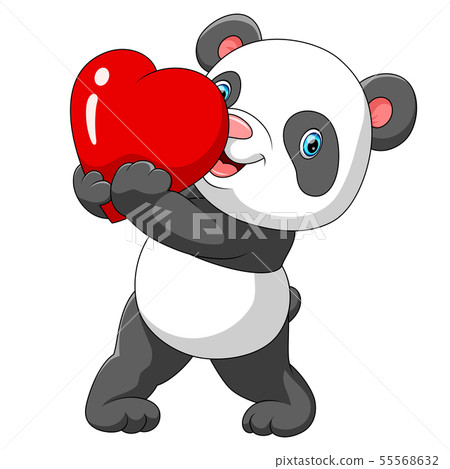 A cute panda with a red heart 55568632