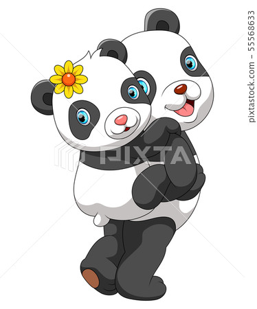 Mother panda carrying cute baby panda Mother panda carrying cute baby panda 55568633