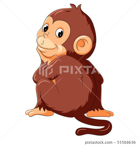 A monkey thinking and smile A monkey thinking and smile 55568636