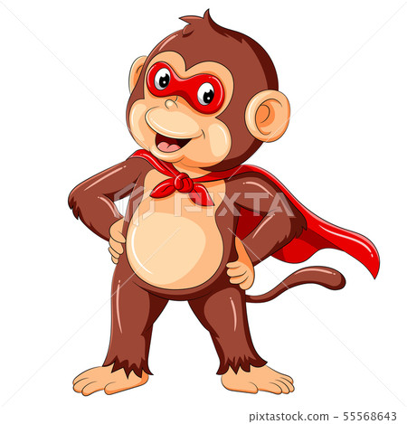 cute monkey cartoon wearing superhero costume 55568643