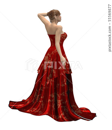 Beautiful woman in red dress 55569877