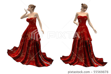 Beautiful woman in red dress 55569878
