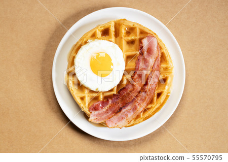 Savory bacon and egg waffle 55570795