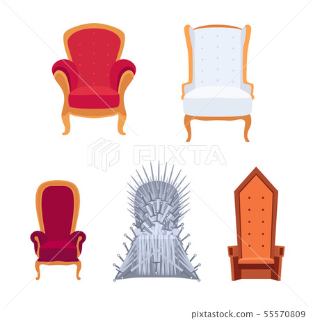 Set of royal armchairs or thrones cartoon style 55570809
