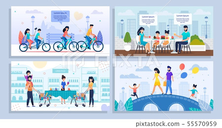 Family Daily Activities and Recreation Cartoon Set 55570959