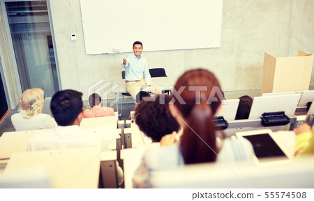 group of students and teacher at lecture group of students and teacher at lecture 55574508