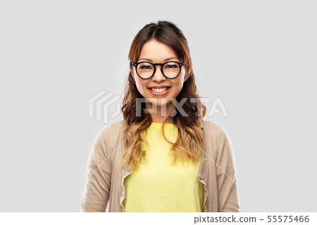 happy asian woman in glasses or student happy asian woman in glasses or student 55575466