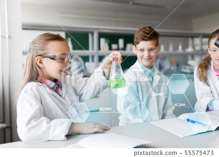 kids with test tubes studying chemistry at school kids with test tubes studying chemistry at school 55575473