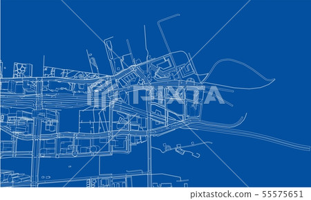 Outline city concept. Wire-frame style Outline city concept. Wire-frame style 55575651
