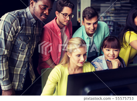 international students with computers at library international students with computers at library 55575753