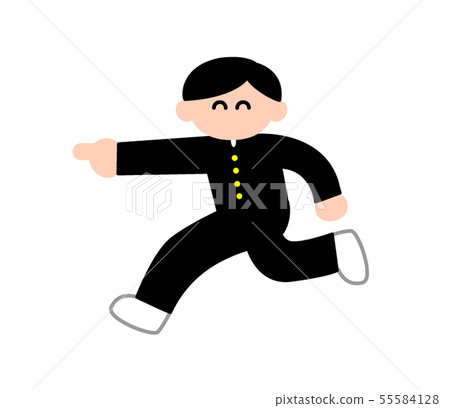 Smile Gakuran boy pointing to the side (deformed color) Smile Gakuran boy pointing to the side (deformed color) 55584128