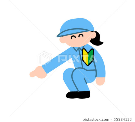 New worker woman pointing down (deformed color) New worker woman pointing down (deformed color) 55584133