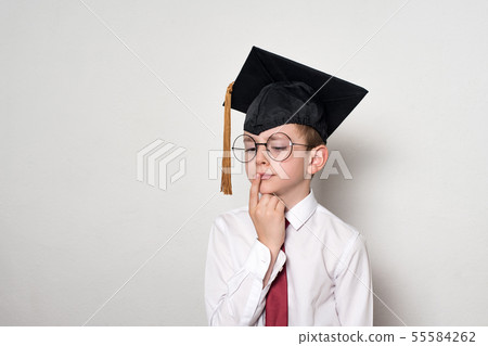 Portrait of a pensive boy in a white shirt, Portrait of a pensive boy in a white shirt, 55584262