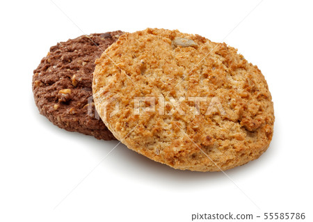 Chocolate and hazelnut cookies isolated on white Chocolate and hazelnut cookies isolated on white 55585786