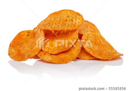 Round corn chips isolated on white Round corn chips isolated on white 55585856