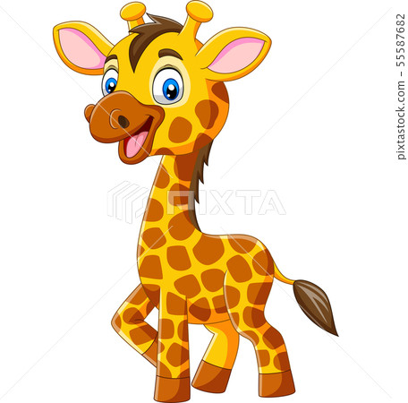 Cute Giraffe Cartoon Isolated On White Background Stock Illustration 55587682 Pixta