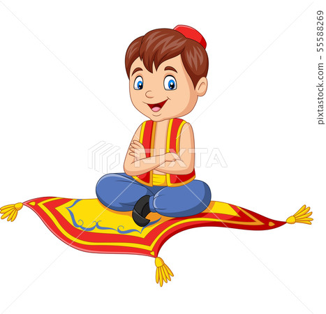Cartoon aladdin travelling on flying carpet Cartoon aladdin travelling on flying carpet 55588269