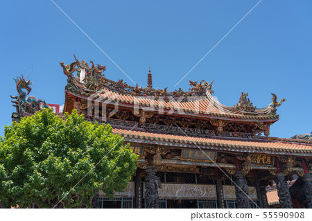 Ryuzan-ji寺廟Ryuzan-ji寺台北台灣晴朗的藍天藍色 Ryuzan-ji寺廟Ryuzan-ji寺台北台灣晴朗的藍天藍色 55590908