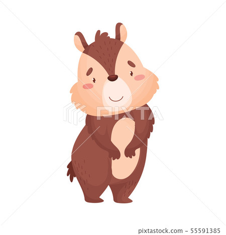 Cartoon cute chipmunk is standing. Vector illustration on white background. Cartoon cute chipmunk is standing. Vector illustration on white background. 55591385