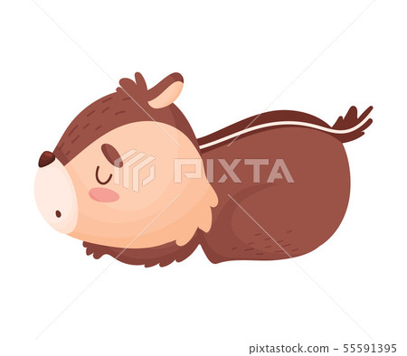 Cartoon chipmunk sleeps. Vector illustration isolated on white background. Cartoon chipmunk sleeps. Vector illustration isolated on white background. 55591395