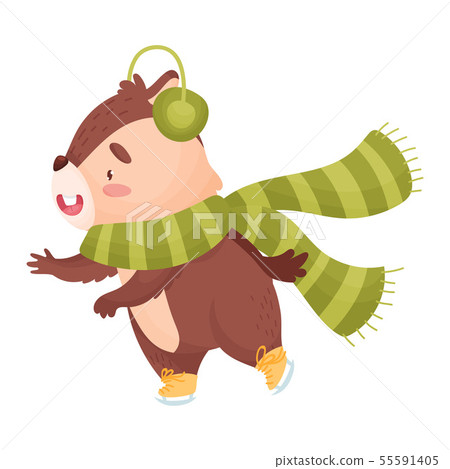 Cartoon chipmunk skates. Vector illustration on white background. 55591405