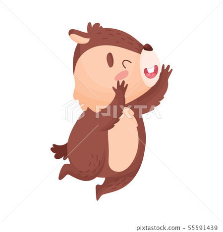 Cartoon chipmunk jumping. Vector illustration on white background. 55591439