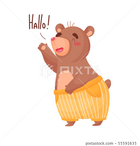 Humanized bear welcomes you. Vector illustration on white background. 55591635
