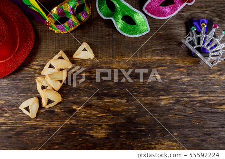 Jewish holiday Purim with carnival mask and 55592224