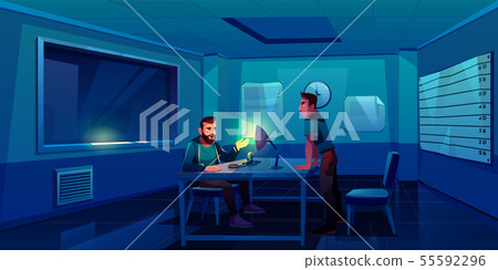 Interrogation of criminal man in police station Interrogation of criminal man in police station 55592296