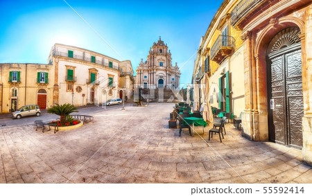 The baroque Saint George cathedral of Modica and The baroque Saint George cathedral of Modica and 55592414