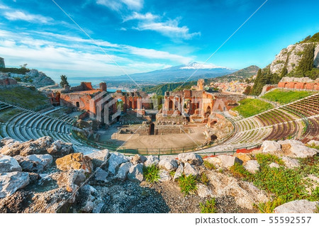 Ruins of ancient Greek theater in Taormina and 55592557