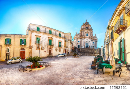 The baroque Saint George cathedral of Modica and The baroque Saint George cathedral of Modica and 55592561