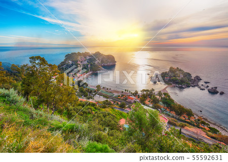 Panoramic aerial view of Isola Bella island and Panoramic aerial view of Isola Bella island and 55592631