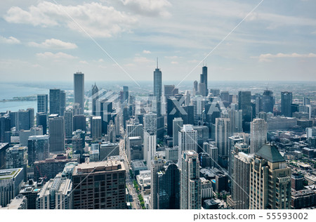 Chicago skyline aerial view Chicago skyline aerial view 55593002